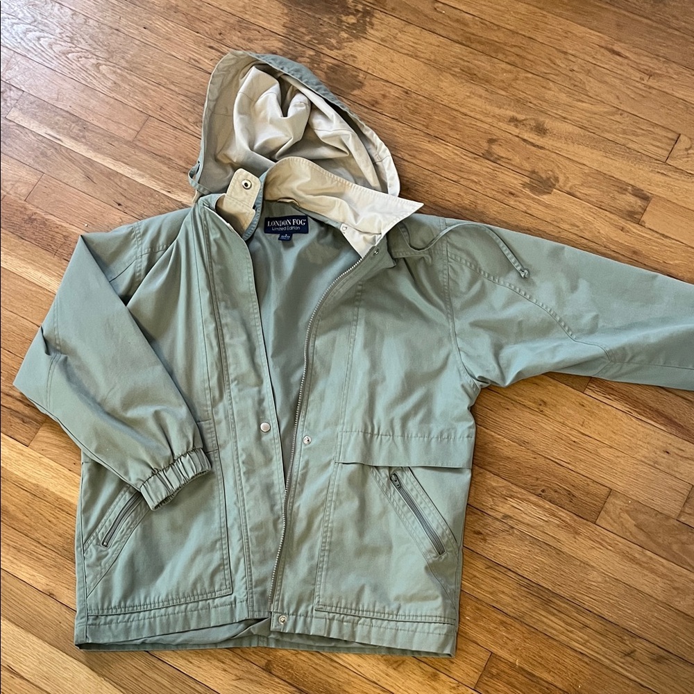 London Fog Sage Green Hooded Jacket
